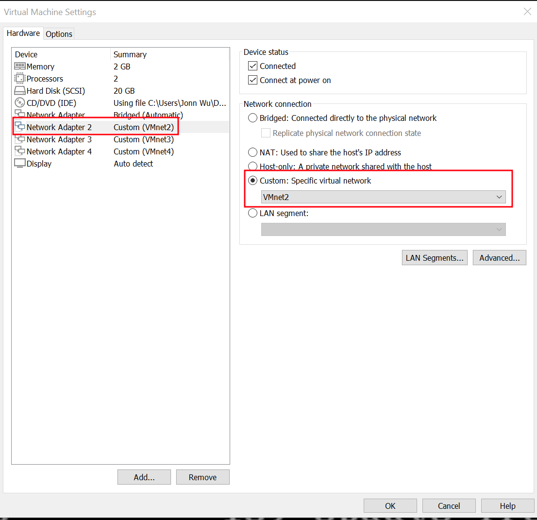 Network Adapter Settings